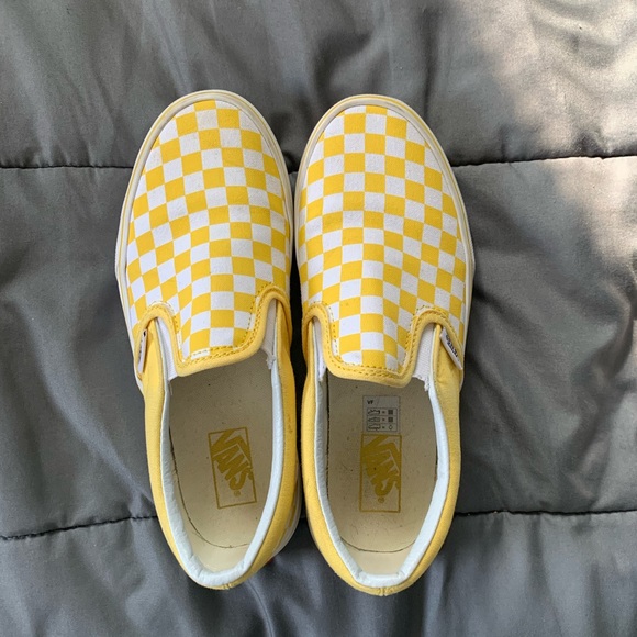 yellow checkered vans size 4